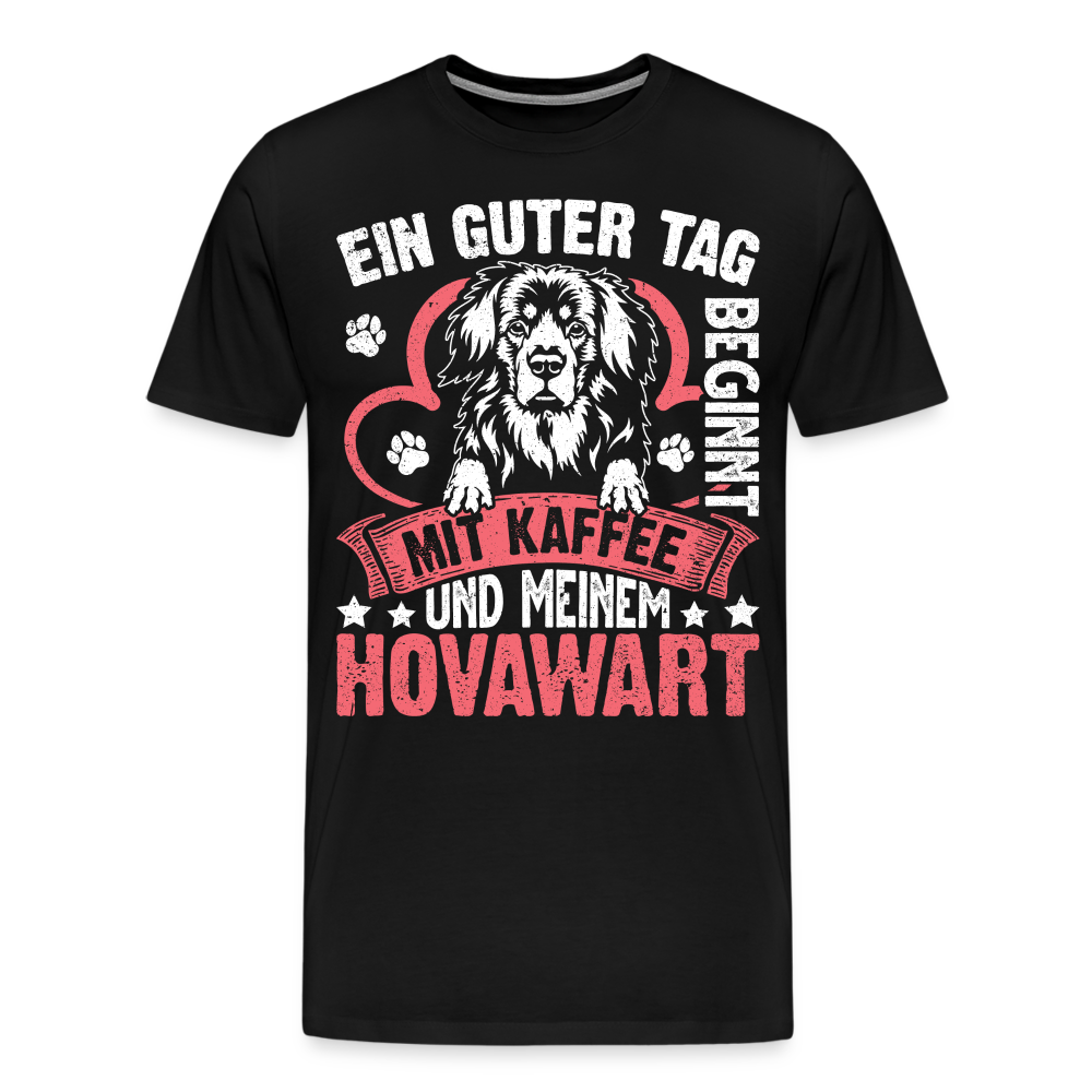 Kaffe und meinem Hovawart lustiges Premium T-Shirt Herren - Schwarz