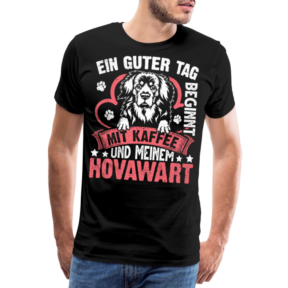 Kaffe und meinem Hovawart lustiges Premium T-Shirt Herren - Schwarz