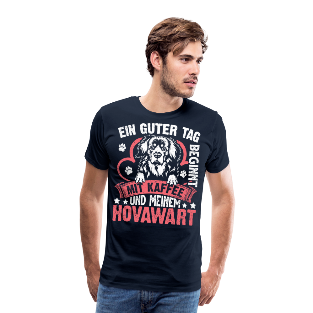 Kaffe und meinem Hovawart lustiges Premium T-Shirt Herren - Navy