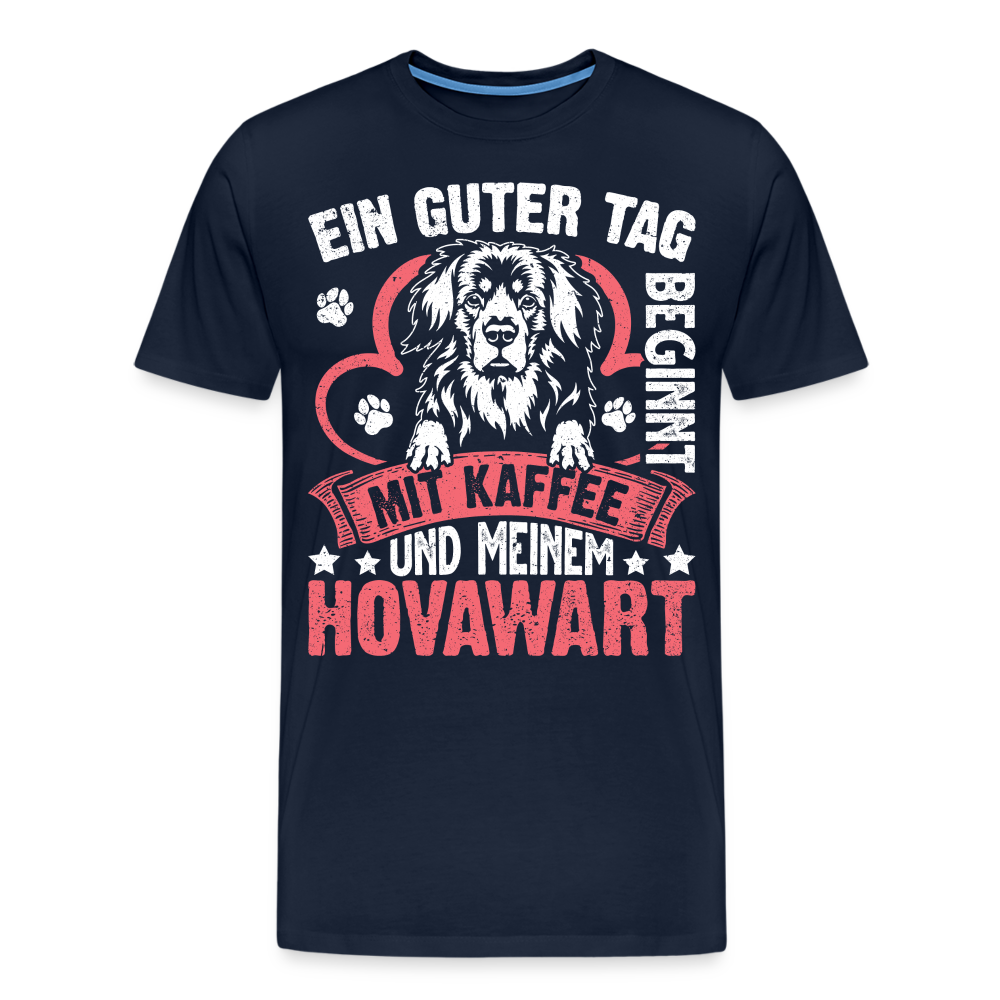 Kaffe und meinem Hovawart lustiges Premium T-Shirt Herren - Navy