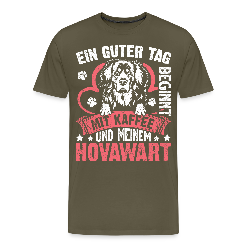 Kaffe und meinem Hovawart lustiges Premium T-Shirt Herren - Khaki