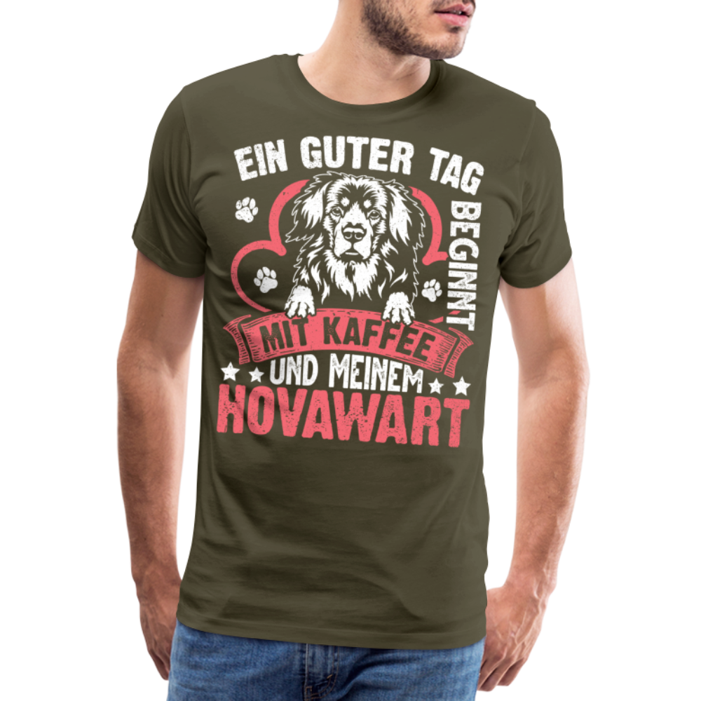 Kaffe und meinem Hovawart lustiges Premium T-Shirt Herren - Khaki