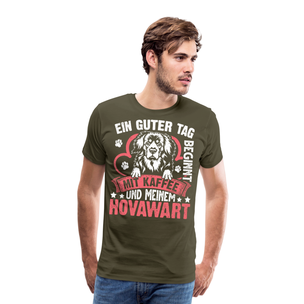 Kaffe und meinem Hovawart lustiges Premium T-Shirt Herren - Khaki