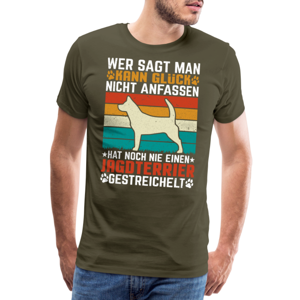 Jagdterrier lustiges Premium T-Shirt Herren - Khaki