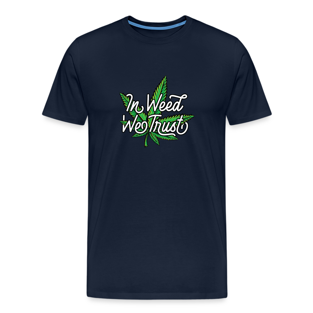 Cannabis we Trust Bong Hanfblatt Weed lustiges Premium T-Shirt Herren - Navy