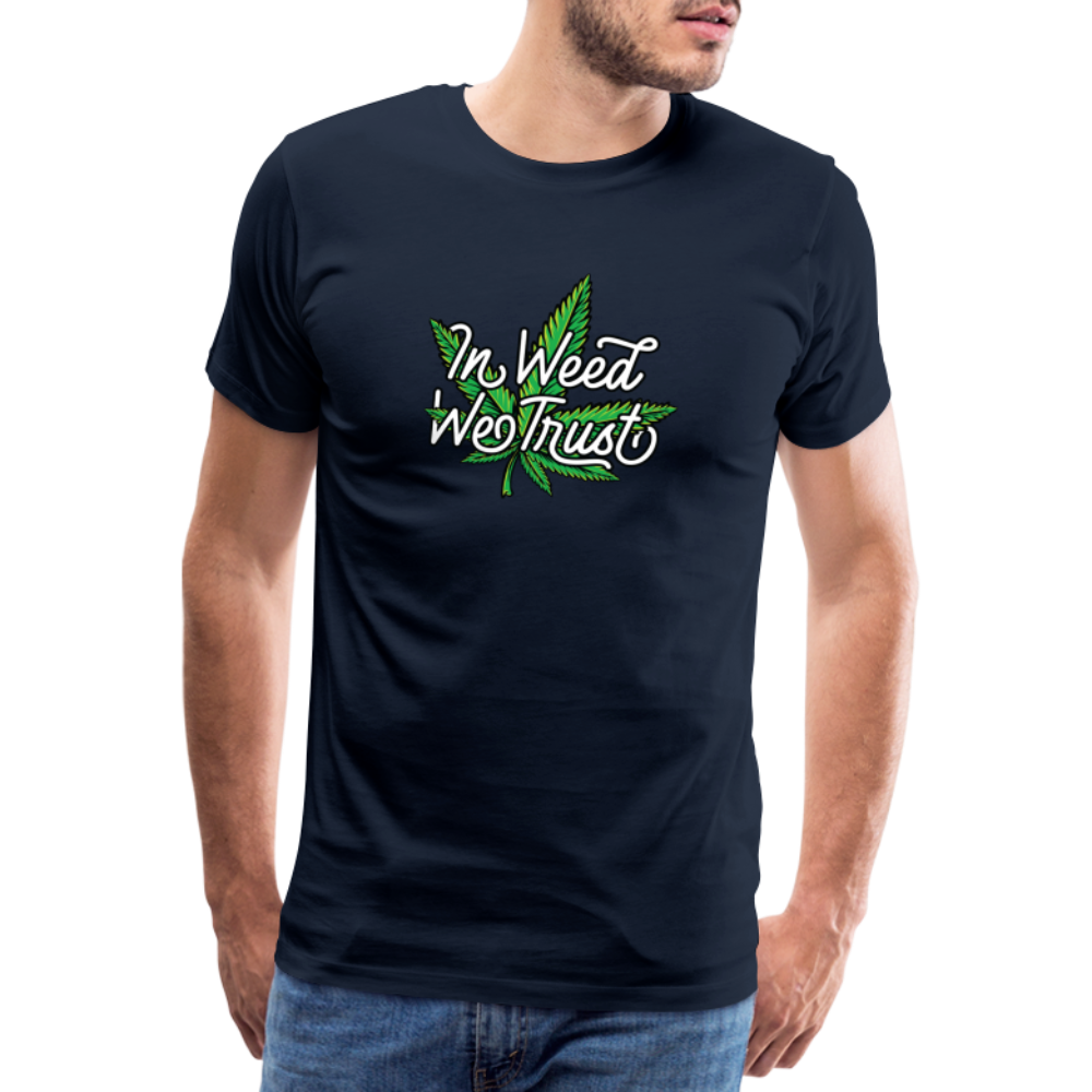 Cannabis we Trust Bong Hanfblatt Weed lustiges Premium T-Shirt Herren - Navy