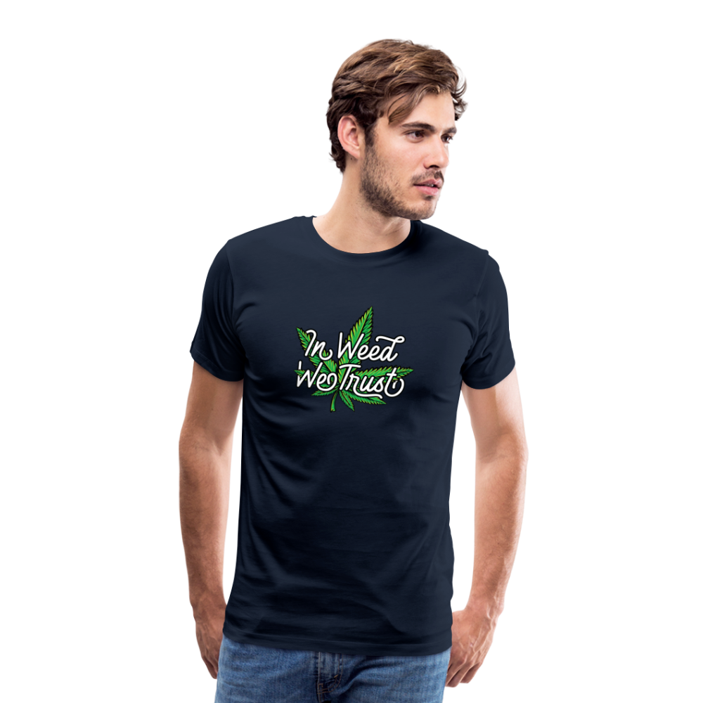 Cannabis we Trust Bong Hanfblatt Weed lustiges Premium T-Shirt Herren - Navy