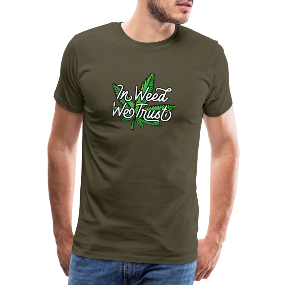 Cannabis we Trust Bong Hanfblatt Weed lustiges Premium T-Shirt Herren - Khaki