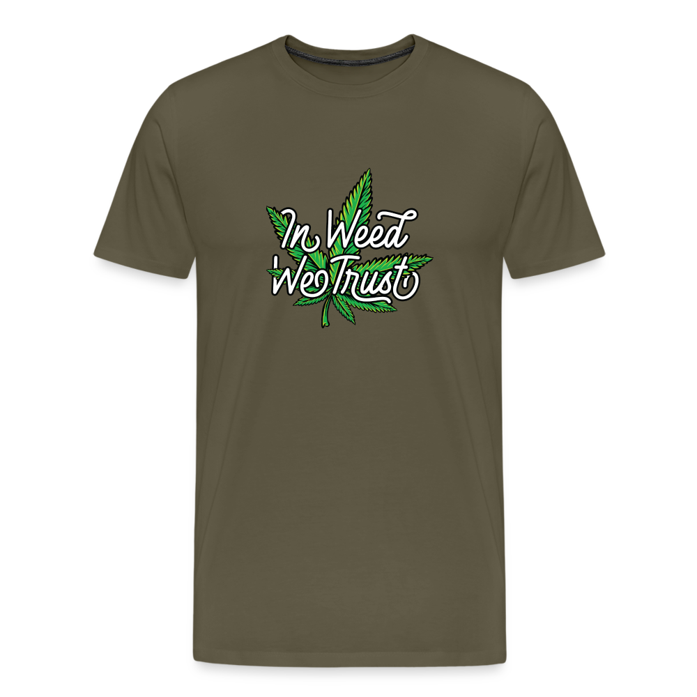 Cannabis we Trust Bong Hanfblatt Weed lustiges Premium T-Shirt Herren - Khaki