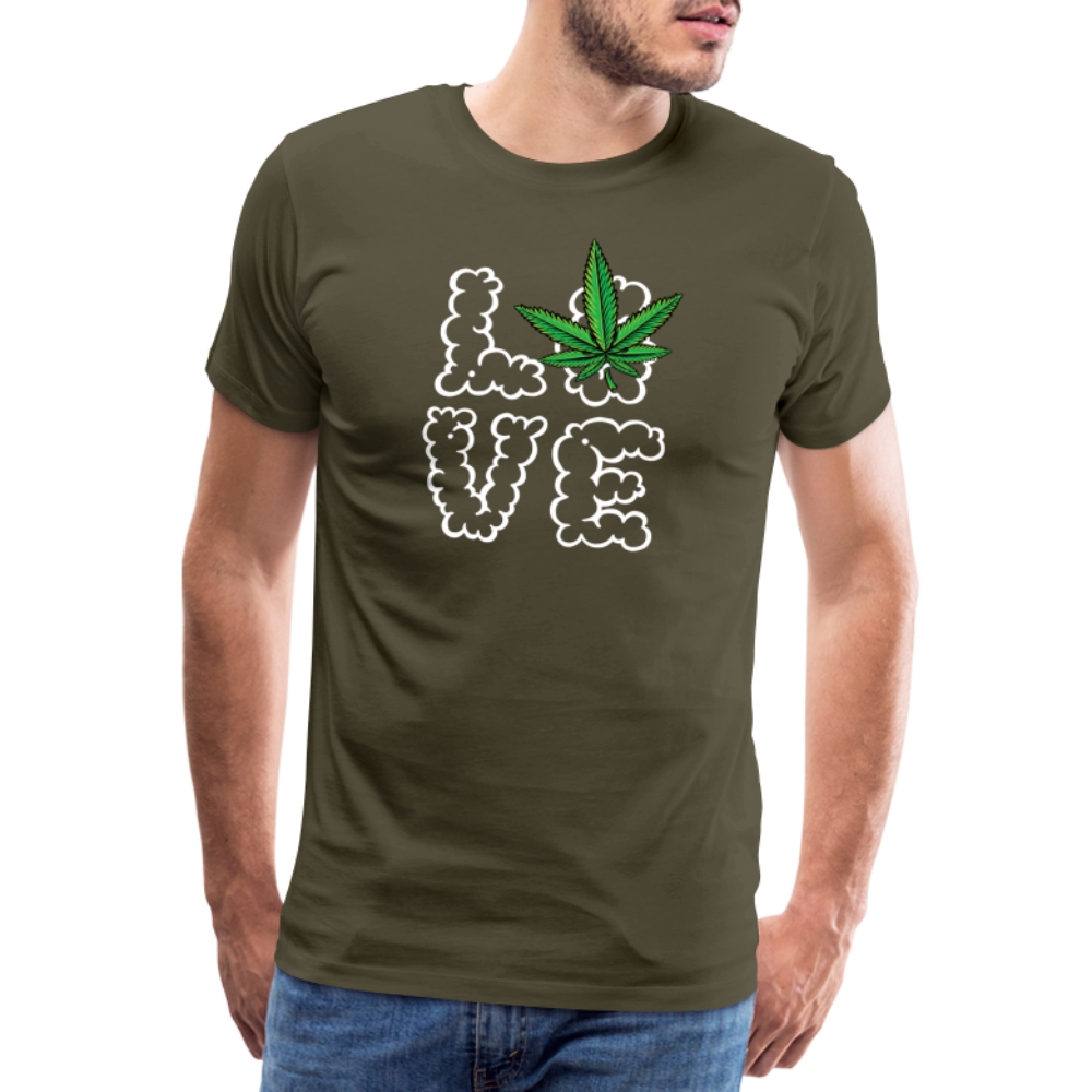 Cannabis Love Bong Hanfblatt Weed lustiges Premium T-Shirt Herren - Khaki