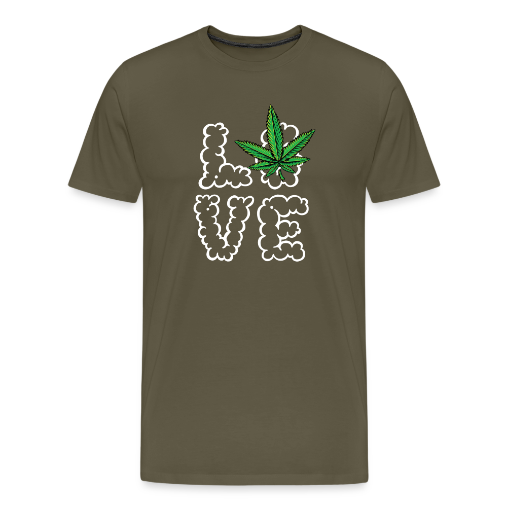 Cannabis Love Bong Hanfblatt Weed lustiges Premium T-Shirt Herren - Khaki