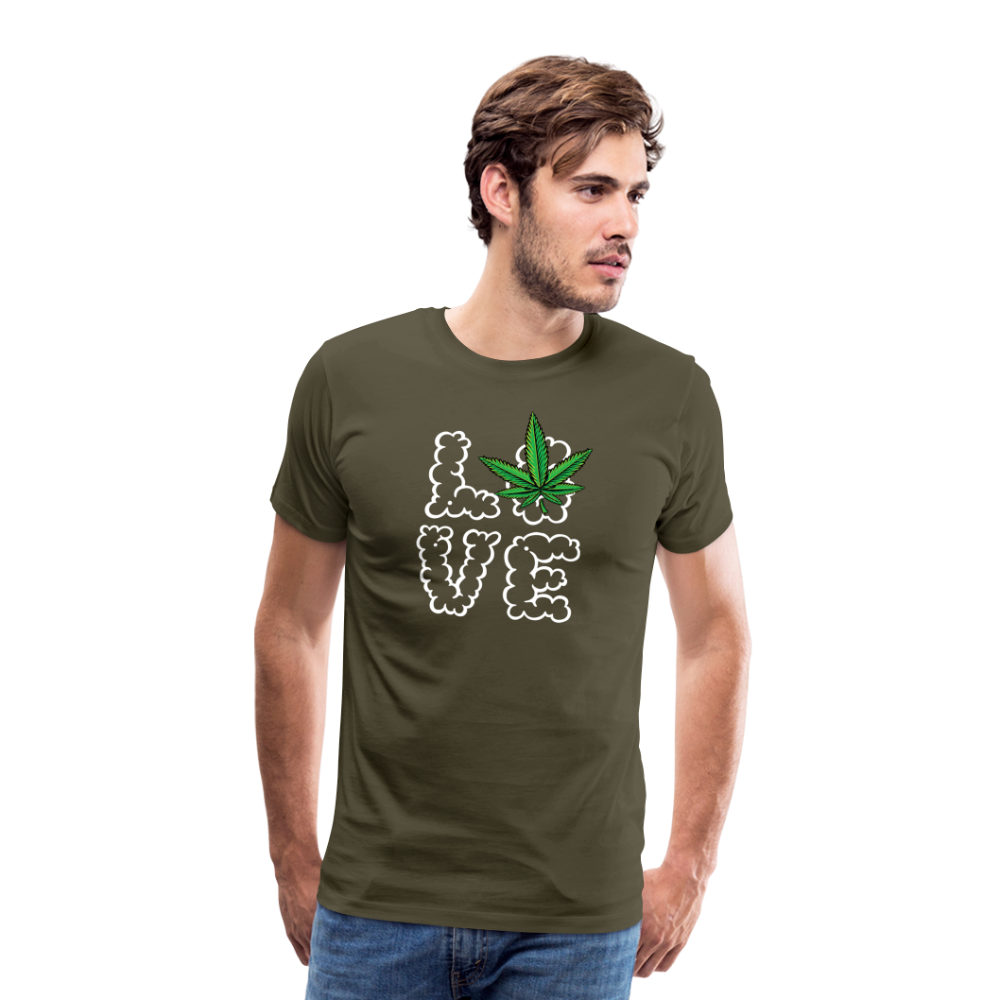 Cannabis Love Bong Hanfblatt Weed lustiges Premium T-Shirt Herren - Khaki