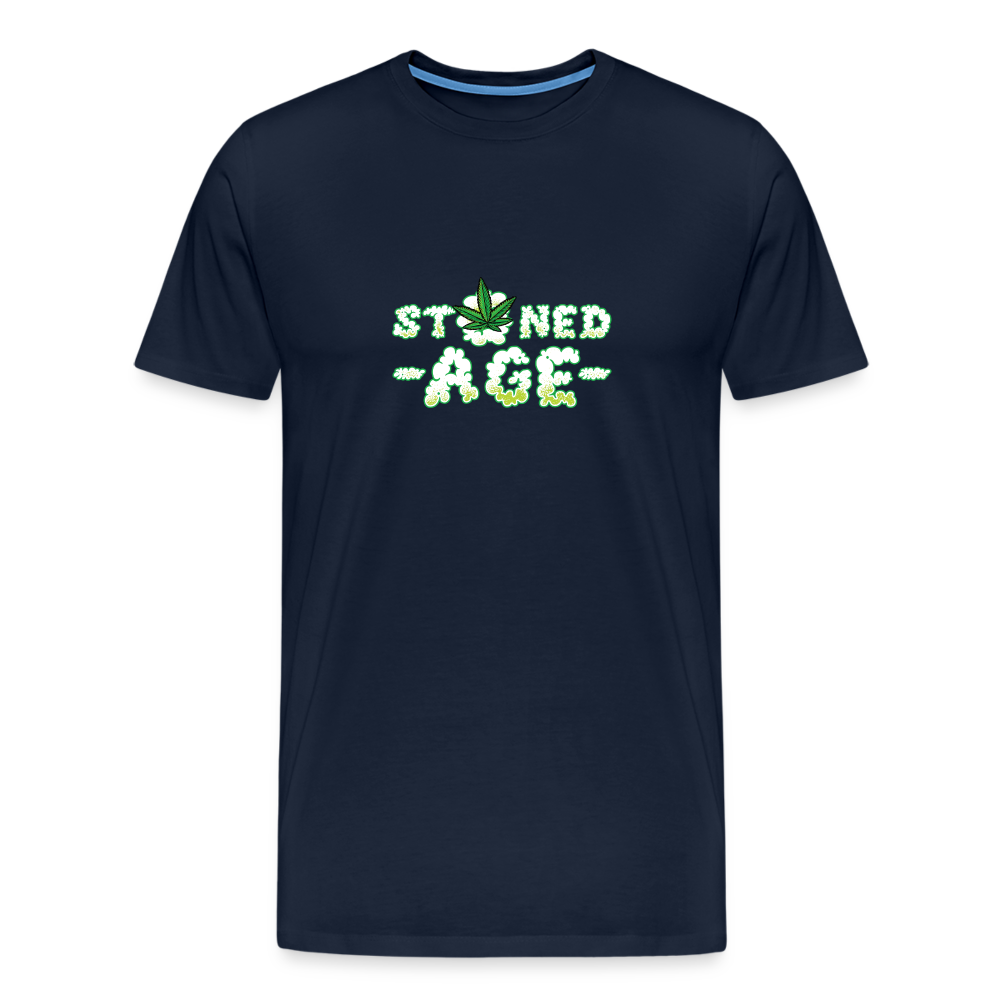 Cannabis Stoned Age Bong Hanfblatt Weed lustiges Premium T-Shirt Herren - Navy
