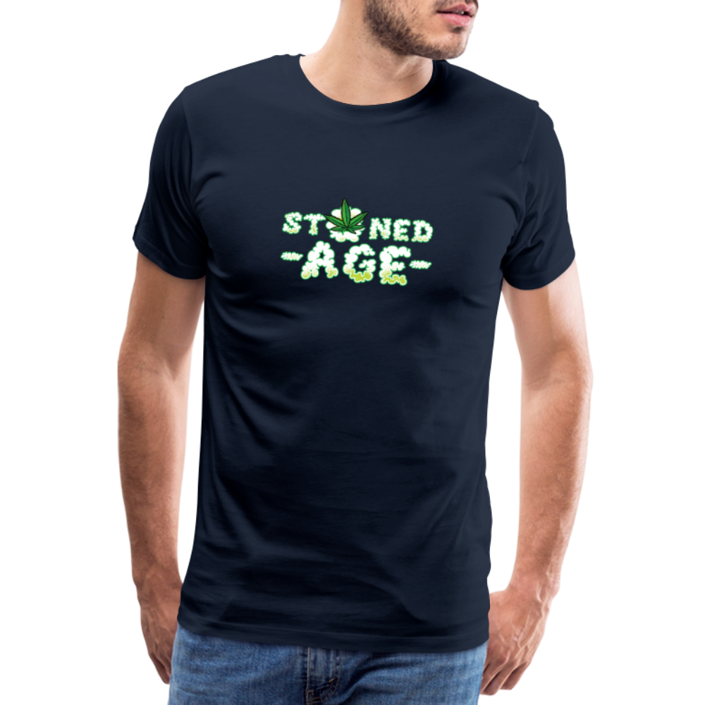 Cannabis Stoned Age Bong Hanfblatt Weed lustiges Premium T-Shirt Herren - Navy