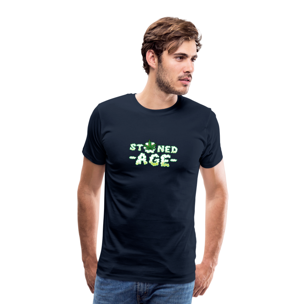 Cannabis Stoned Age Bong Hanfblatt Weed lustiges Premium T-Shirt Herren - Navy