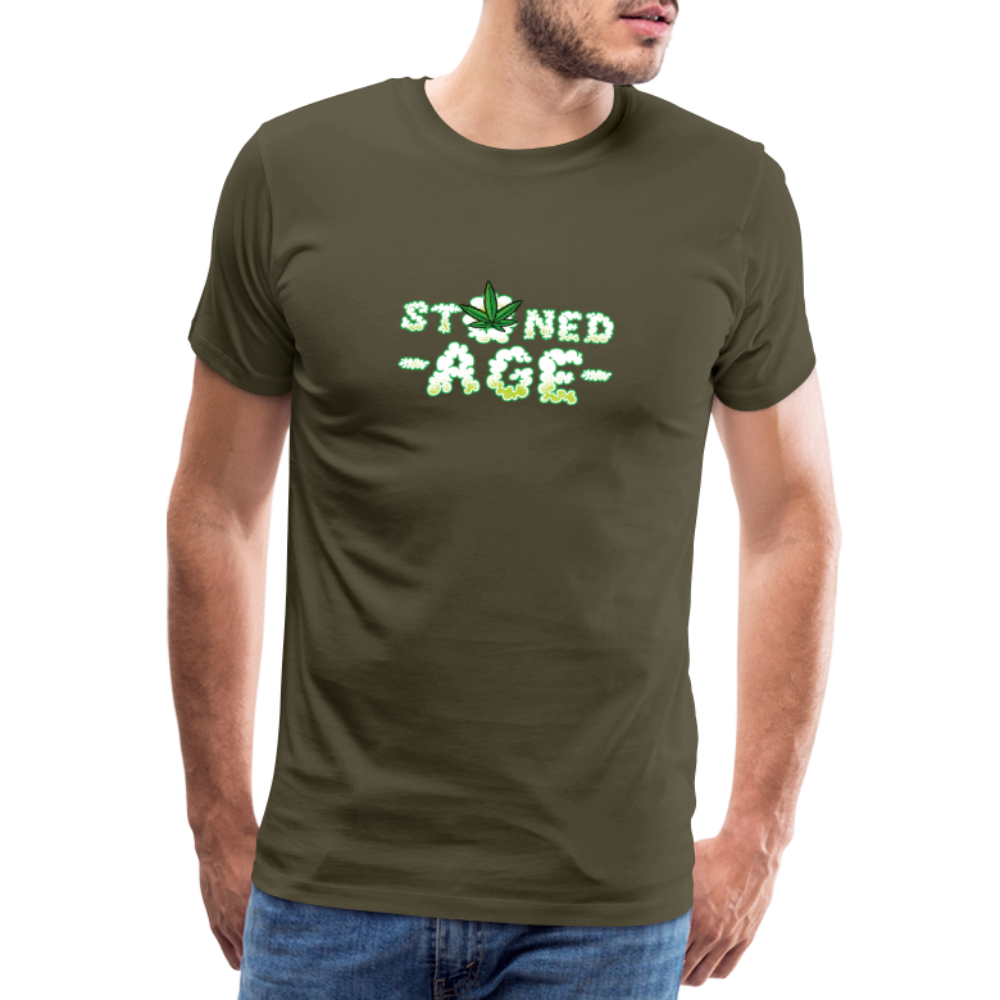 Cannabis Stoned Age Bong Hanfblatt Weed lustiges Premium T-Shirt Herren - Khaki