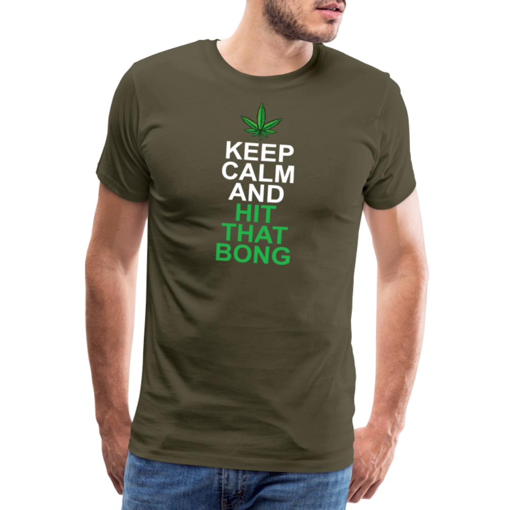 Cannabis hit that Bong Hanfblatt Weed lustiges Premium T-Shirt Herren - Khaki