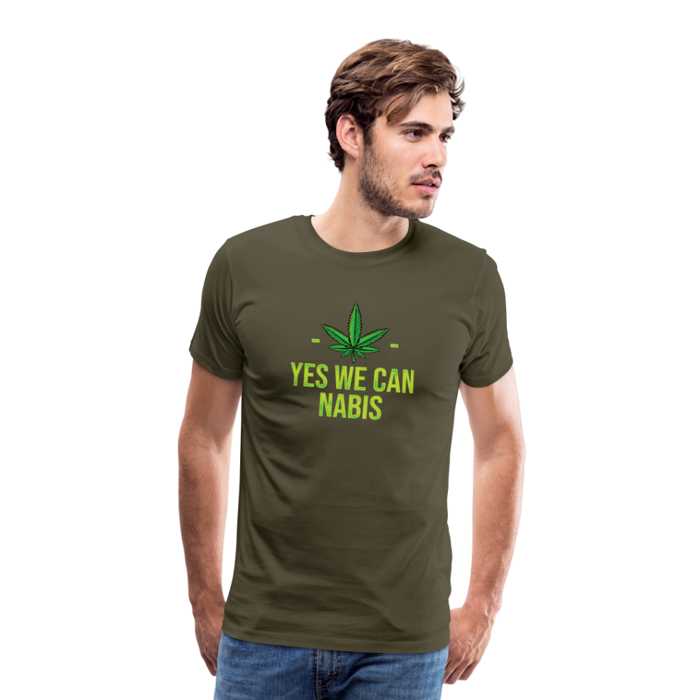 Yes we Cannabis Bong Hanfblatt Weed lustiges Premium T-Shirt Herren - Khaki