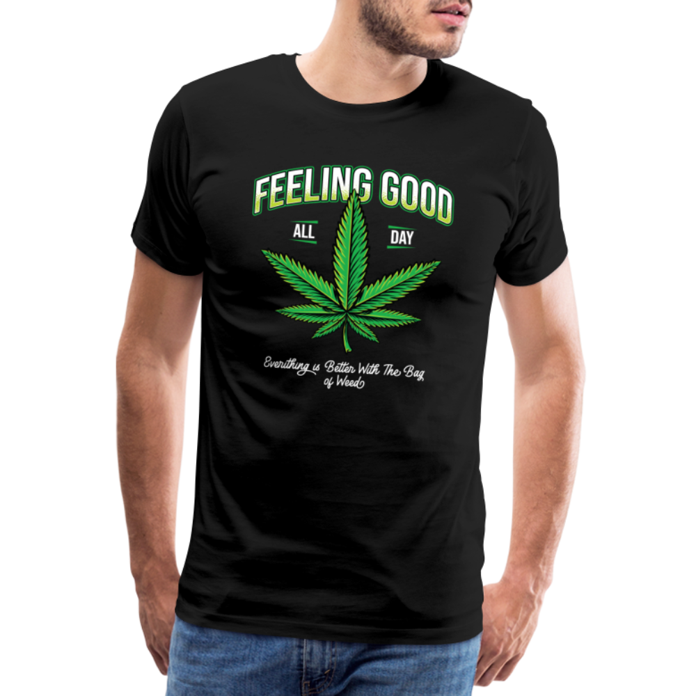 Cannabis Feeling good Bong Hanfblatt Weed lustiges Premium T-Shirt Herren - Schwarz