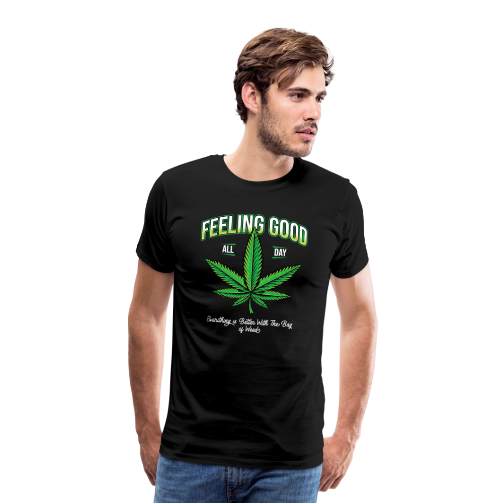 Cannabis Feeling good Bong Hanfblatt Weed lustiges Premium T-Shirt Herren - Schwarz