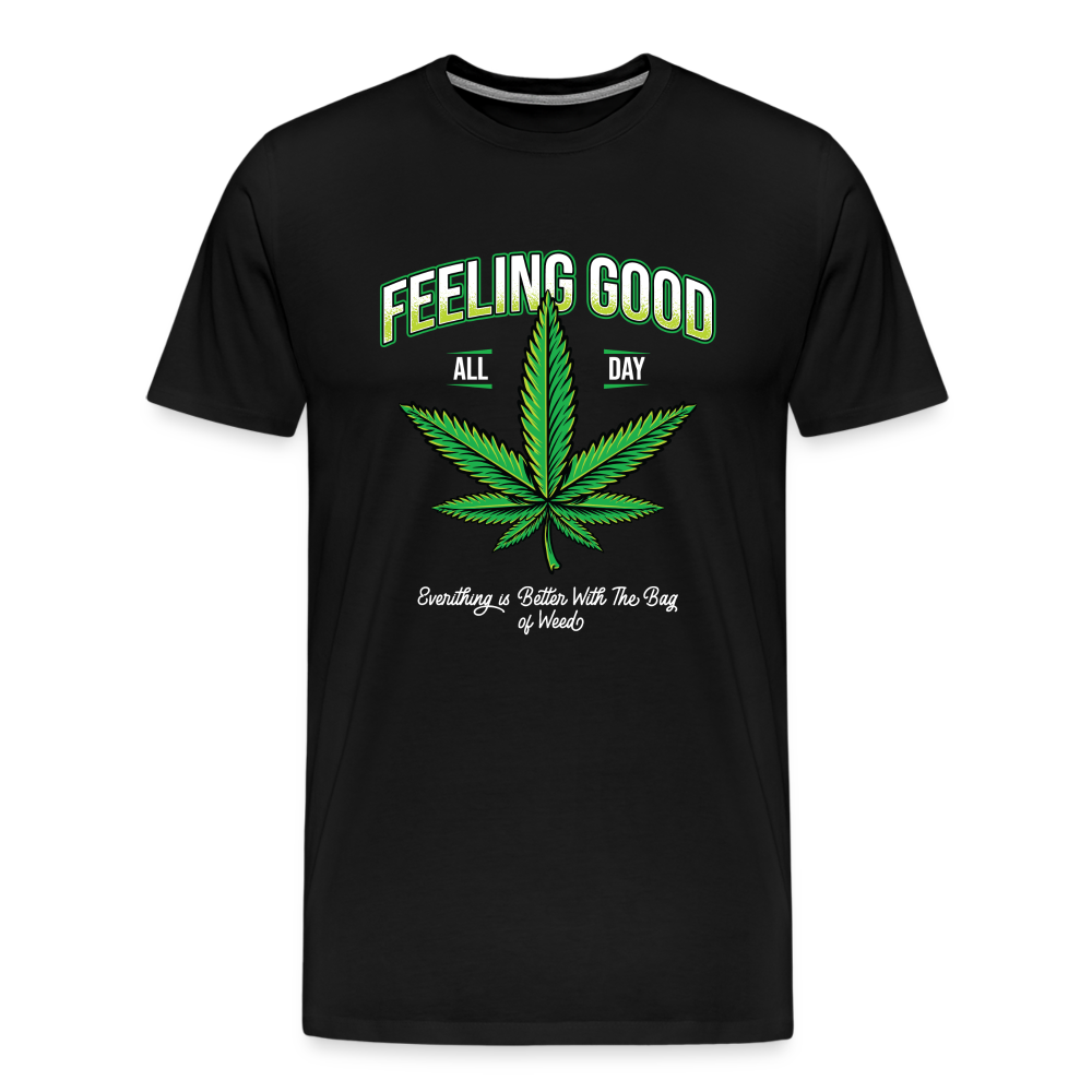 Cannabis Feeling good Bong Hanfblatt Weed lustiges Premium T-Shirt Herren - Schwarz