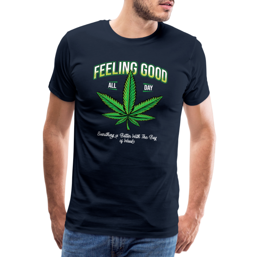 Cannabis Feeling good Bong Hanfblatt Weed lustiges Premium T-Shirt Herren - Navy