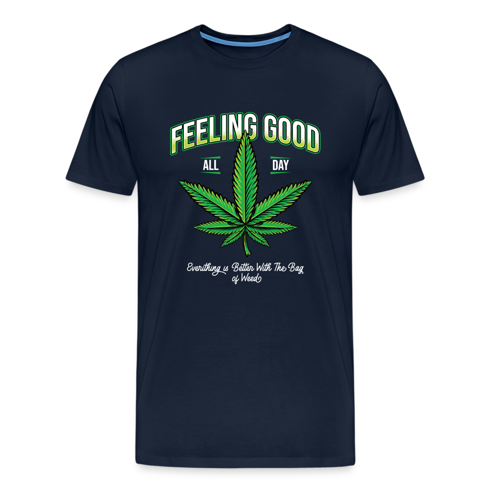 Cannabis Feeling good Bong Hanfblatt Weed lustiges Premium T-Shirt Herren - Navy
