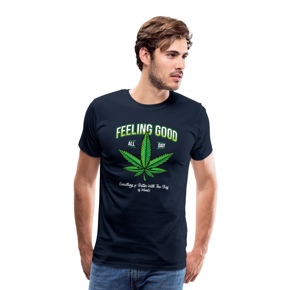 Cannabis Feeling good Bong Hanfblatt Weed lustiges Premium T-Shirt Herren - Navy