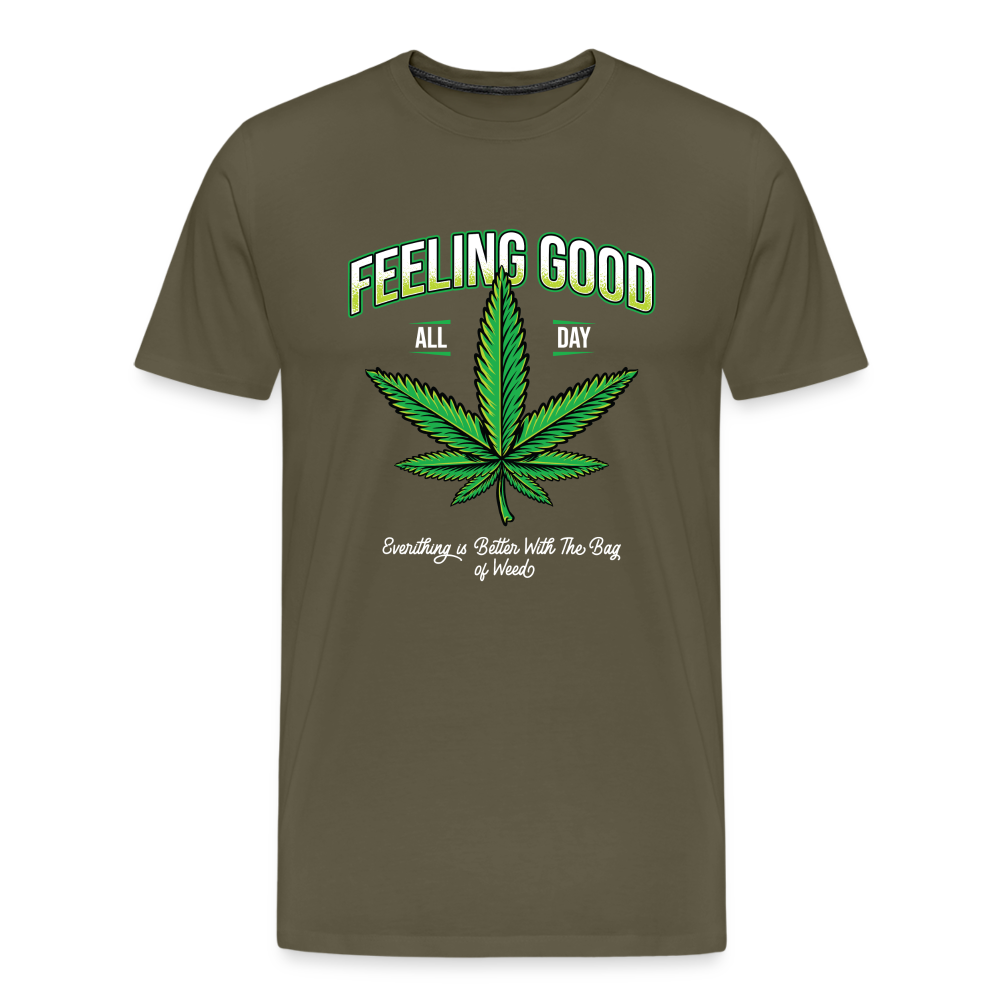 Cannabis Feeling good Bong Hanfblatt Weed lustiges Premium T-Shirt Herren - Khaki