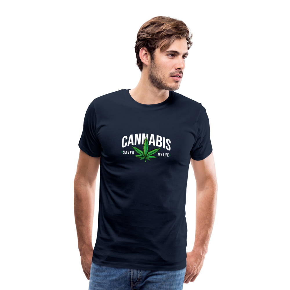 Cannabis saved my Life Bong Hanfblatt Weed lustiges Premium T-Shirt Herren - Navy