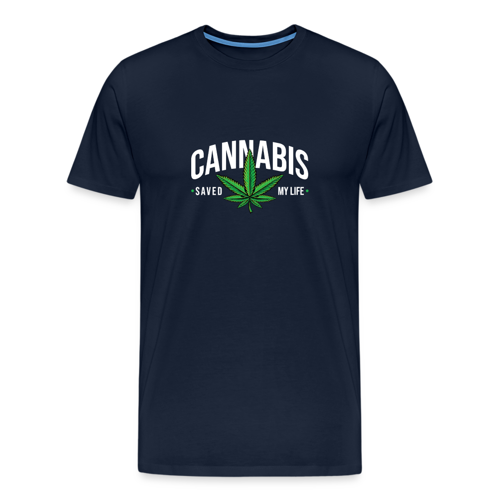 Cannabis saved my Life Bong Hanfblatt Weed lustiges Premium T-Shirt Herren - Navy
