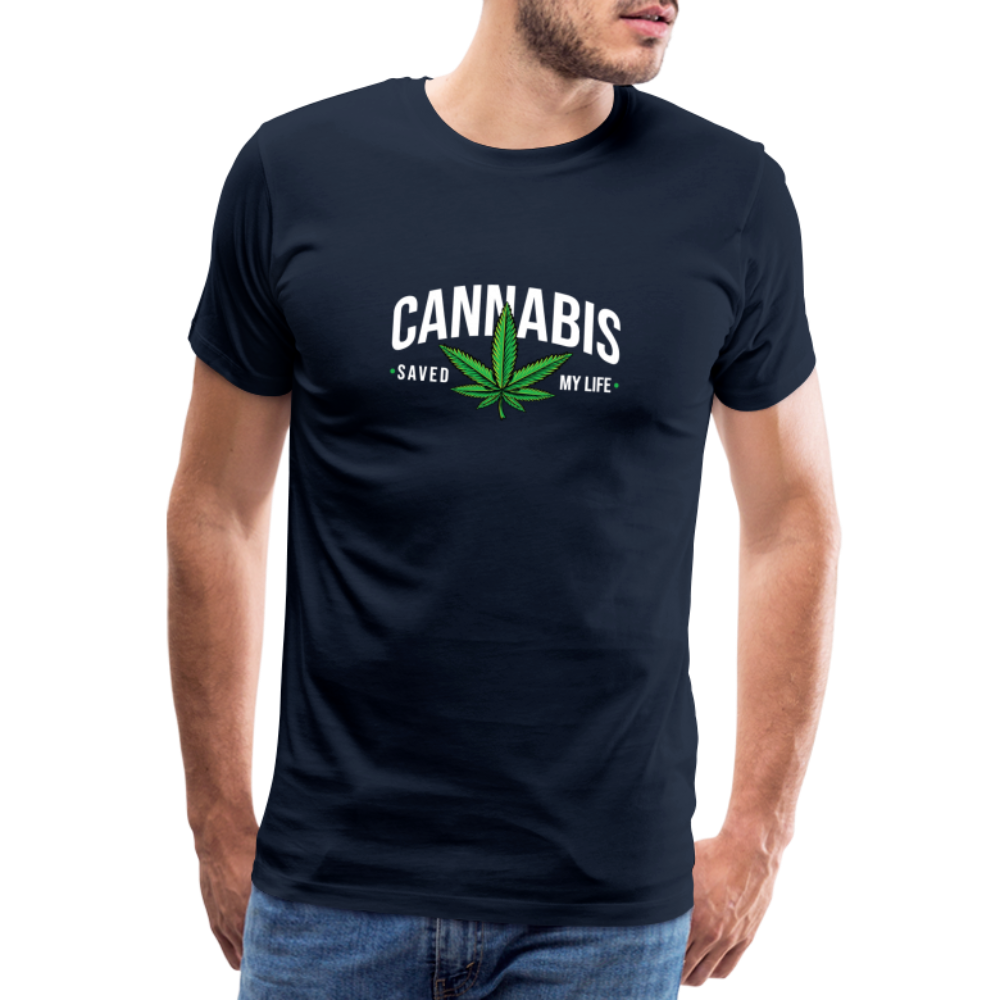 Cannabis saved my Life Bong Hanfblatt Weed lustiges Premium T-Shirt Herren - Navy