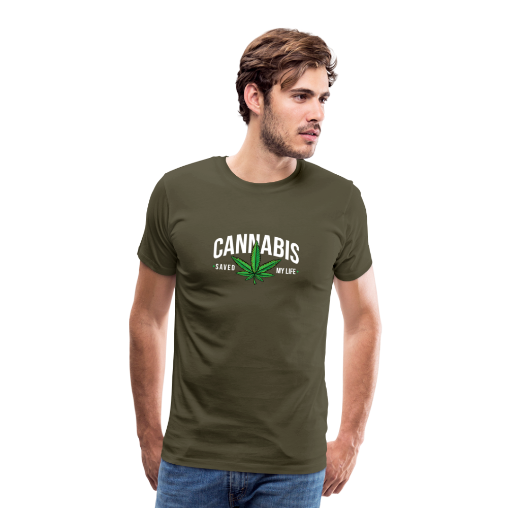 Cannabis saved my Life Bong Hanfblatt Weed lustiges Premium T-Shirt Herren - Khaki