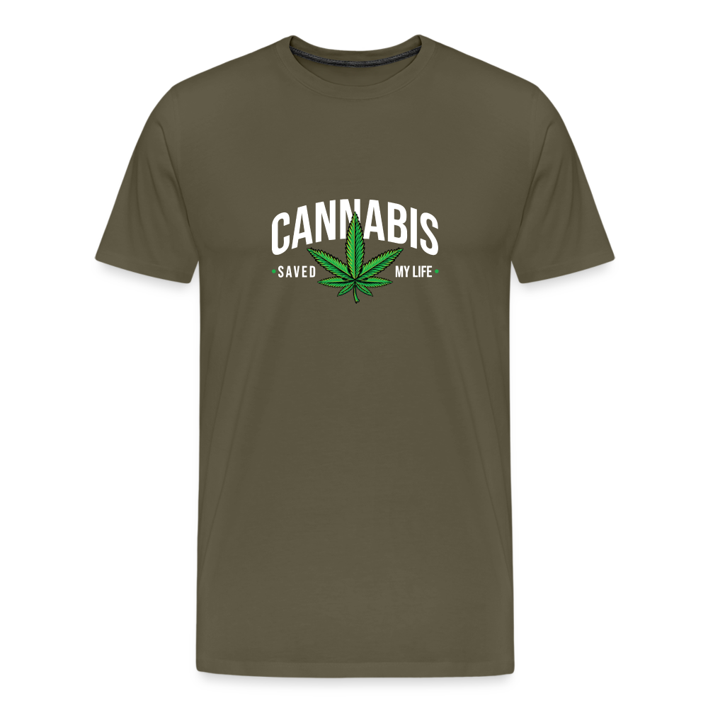 Cannabis saved my Life Bong Hanfblatt Weed lustiges Premium T-Shirt Herren - Khaki