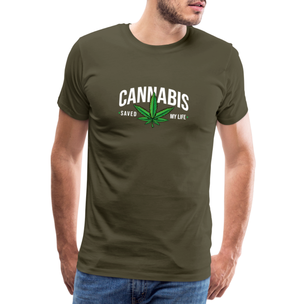 Cannabis saved my Life Bong Hanfblatt Weed lustiges Premium T-Shirt Herren - Khaki