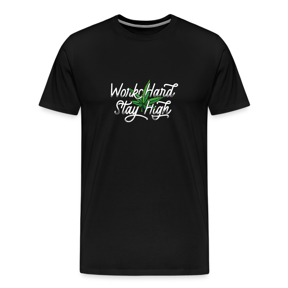 Cannabis stay High Bong Hanfblatt Weed lustiges Premium T-Shirt Herren - Schwarz