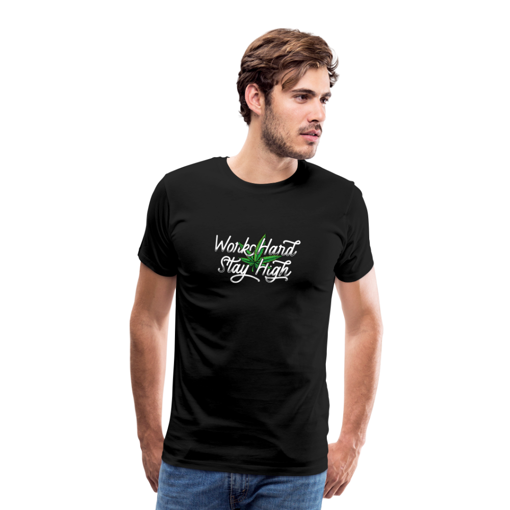 Cannabis stay High Bong Hanfblatt Weed lustiges Premium T-Shirt Herren - Schwarz