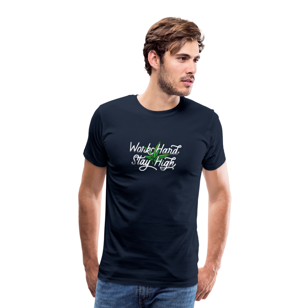 Cannabis stay High Bong Hanfblatt Weed lustiges Premium T-Shirt Herren - Navy