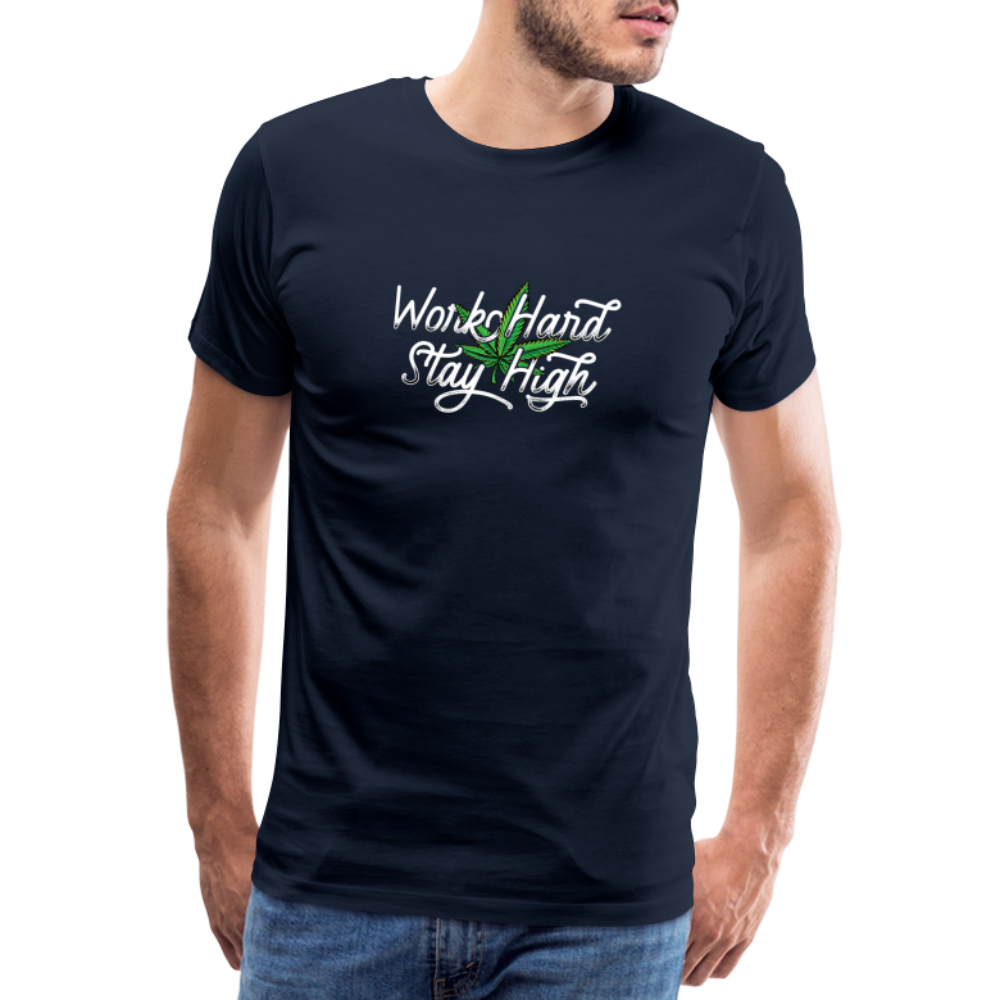 Cannabis stay High Bong Hanfblatt Weed lustiges Premium T-Shirt Herren - Navy
