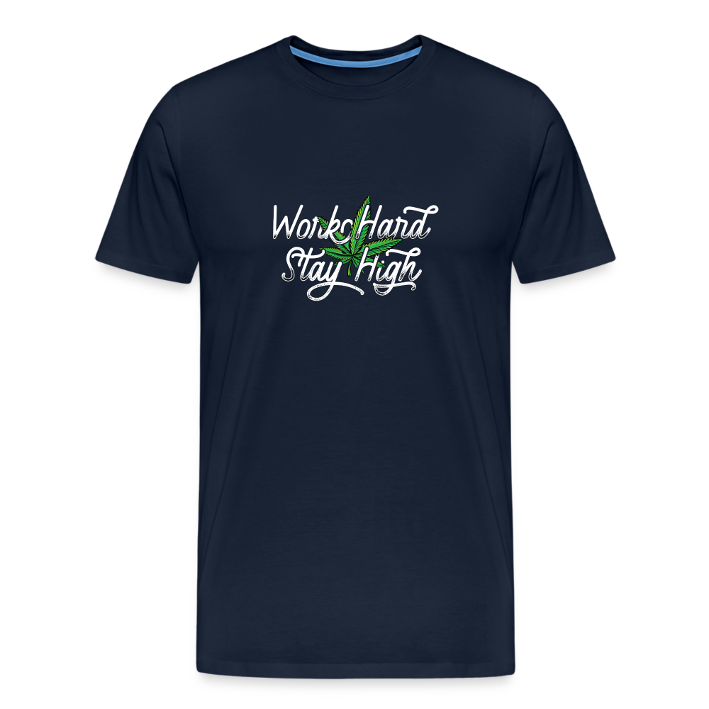 Cannabis stay High Bong Hanfblatt Weed lustiges Premium T-Shirt Herren - Navy