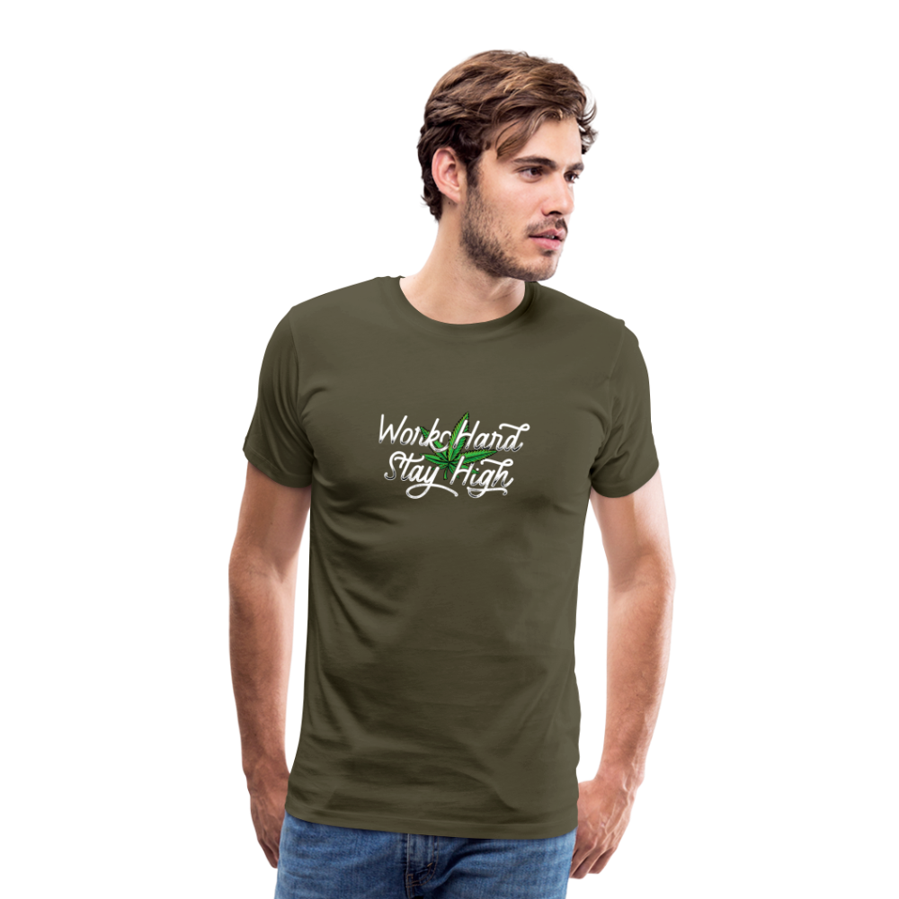 Cannabis stay High Bong Hanfblatt Weed lustiges Premium T-Shirt Herren - Khaki