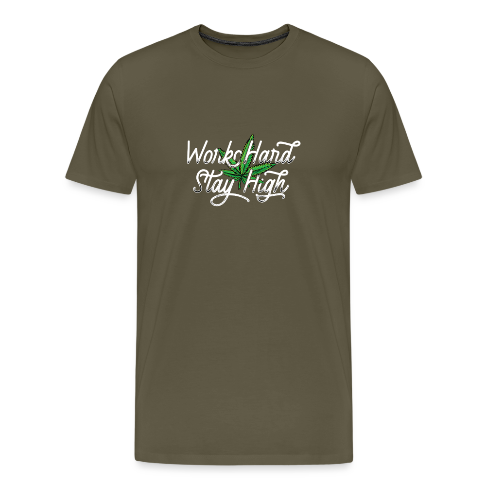 Cannabis stay High Bong Hanfblatt Weed lustiges Premium T-Shirt Herren - Khaki