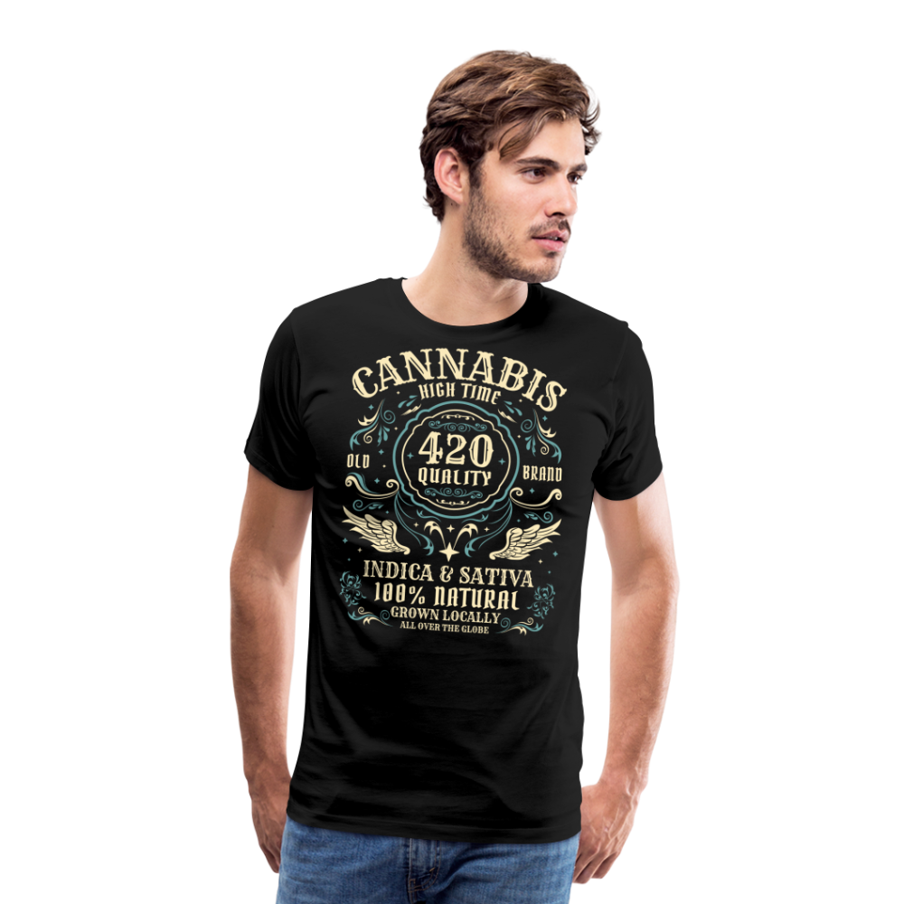 Cannabis Hightime Hanfblatt Weed lustiges Premium T-Shirt Herren - Schwarz