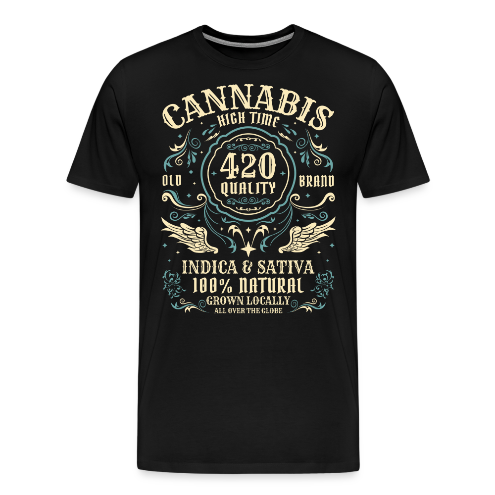 Cannabis Hightime Hanfblatt Weed lustiges Premium T-Shirt Herren - Schwarz