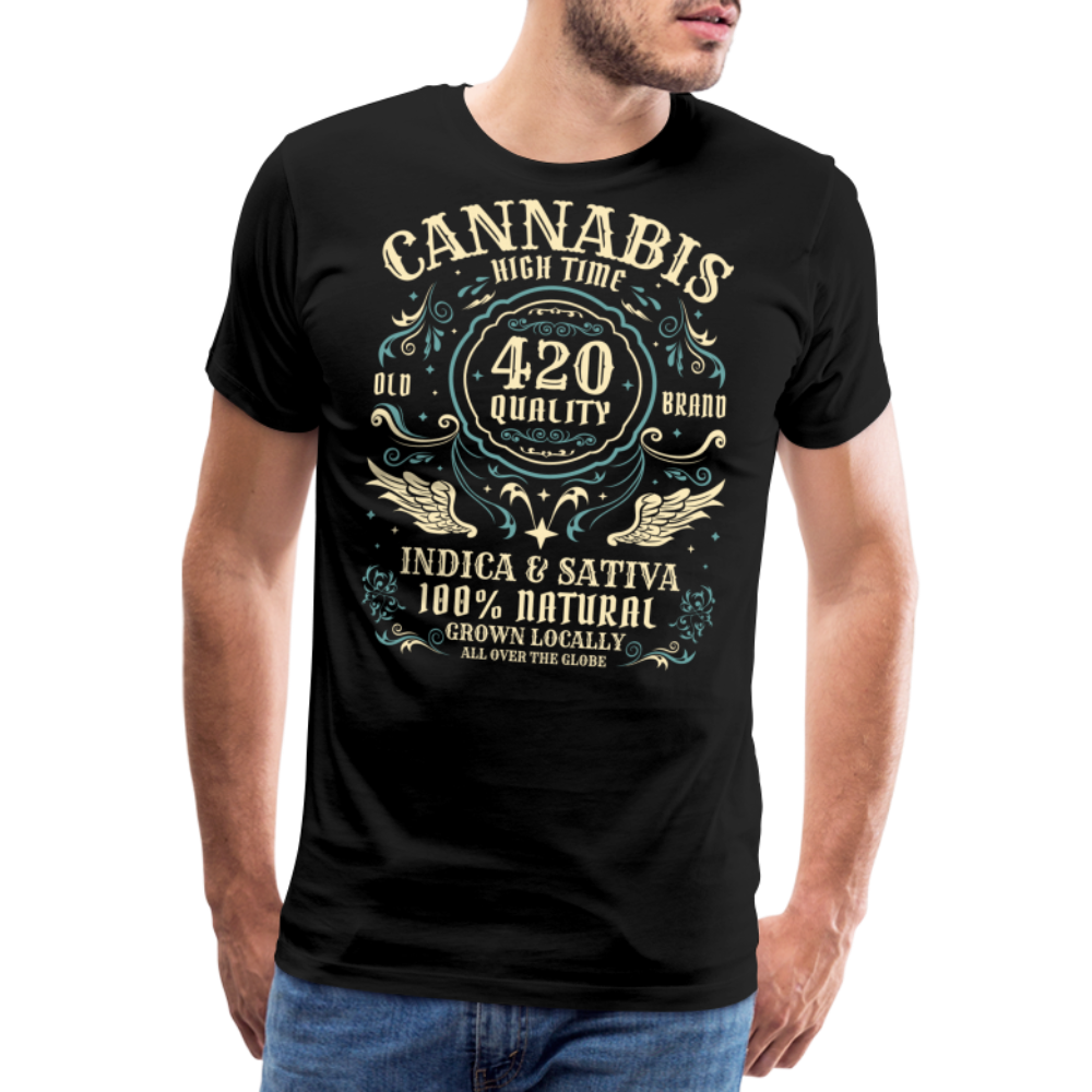 Cannabis Hightime Hanfblatt Weed lustiges Premium T-Shirt Herren - Schwarz