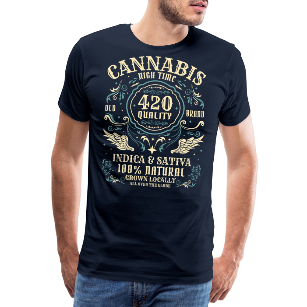 Cannabis Hightime Hanfblatt Weed lustiges Premium T-Shirt Herren - Navy