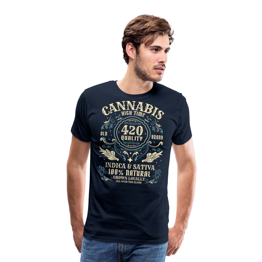 Cannabis Hightime Hanfblatt Weed lustiges Premium T-Shirt Herren - Navy