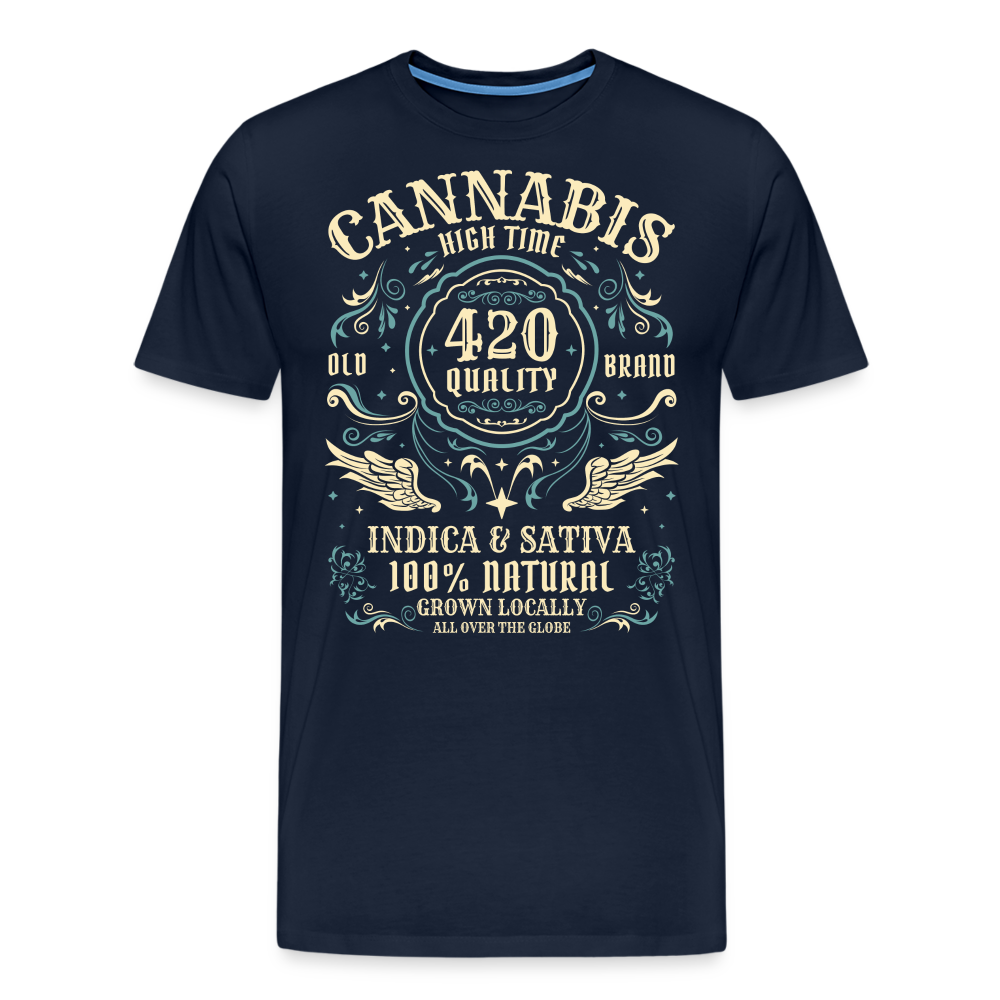Cannabis Hightime Hanfblatt Weed lustiges Premium T-Shirt Herren - Navy