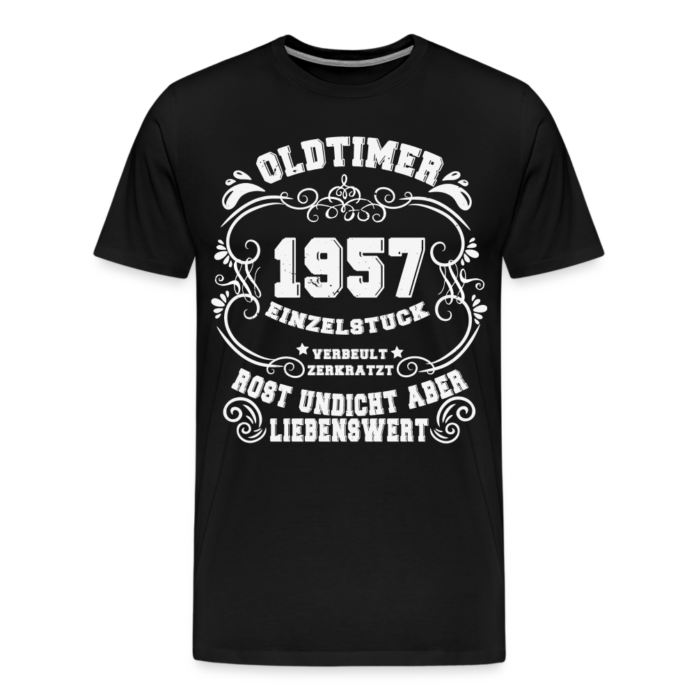 Oldtimer 1957 lustiges Premium T-Shirt Herren - Schwarz