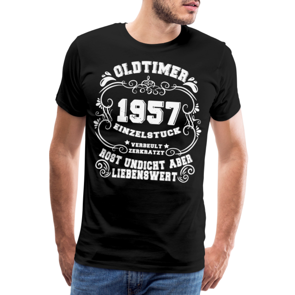 Oldtimer 1957 lustiges Premium T-Shirt Herren - Schwarz